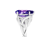 White gold Pear Cut Tanzanite Solitaire Engagement Ring with Celtic Knot Band and Four-Prong Setting_5