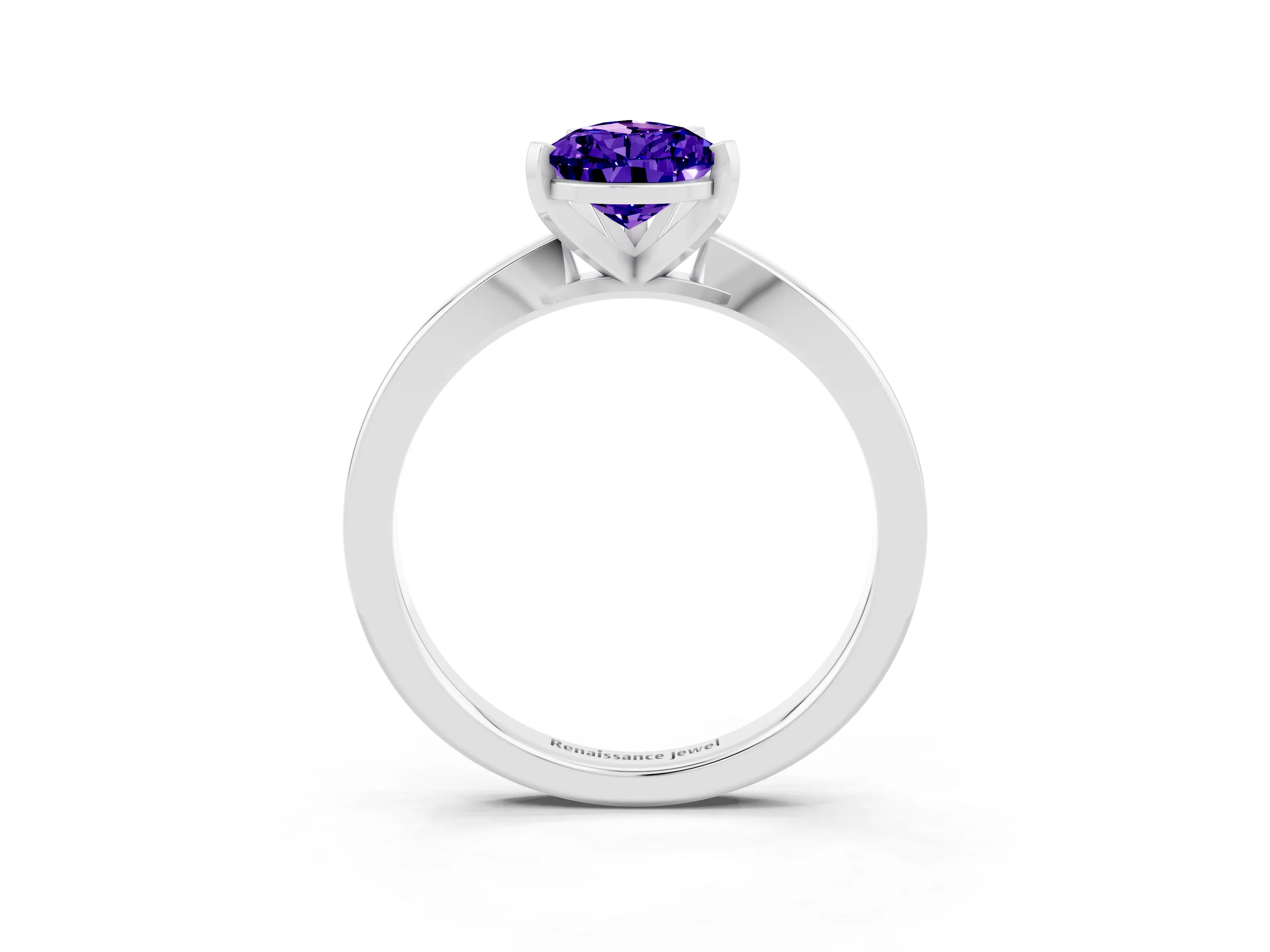 White gold Pear Cut Tanzanite Solitaire Engagement Ring with Classic Band and Four-Prong Setting_27