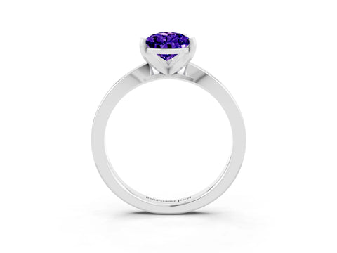 White gold Pear Cut Tanzanite Solitaire Engagement Ring with Classic Band and Four-Prong Setting_27