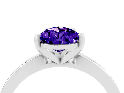 White gold Pear Cut Tanzanite Solitaire Engagement Ring with Classic Band and Four-Prong Setting_28
