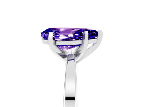 White gold Pear Cut Tanzanite Solitaire Engagement Ring with Classic Band and Four-Prong Setting_29