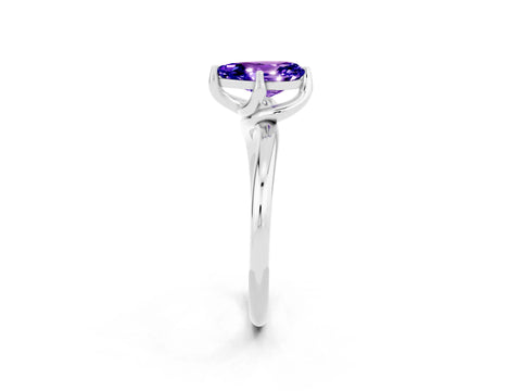 White gold Pear Cut Tanzanite Solitaire Engagement Ring with Four-Prong Setting and Classic Band_14