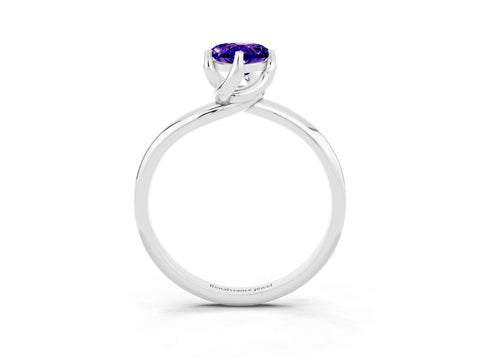 White gold Pear Cut Tanzanite Solitaire Engagement Ring with Four-Prong Setting and Classic Band_15