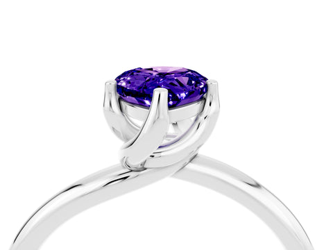 White gold Pear Cut Tanzanite Solitaire Engagement Ring with Four-Prong Setting and Classic Band_16