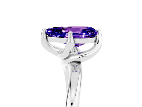 White gold Pear Cut Tanzanite Solitaire Engagement Ring with Four-Prong Setting and Classic Band_17