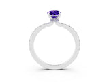 White gold Pear Cut Tanzanite Solitaire Engagement Ring with Pavé Band and Four-Prong Setting_3