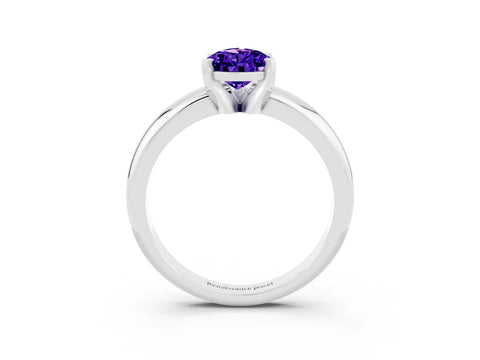 White gold Pear Cut Tanzanite Solitaire Engagement Ring with Round Band and Four-Prong Setting_21