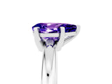 White gold Pear Cut Tanzanite Solitaire Engagement Ring with Round Band and Four-Prong Setting_23