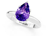 White gold Pear Cut Tanzanite Solitaire Engagement Ring with Round Band and Four-Prong Setting_25