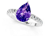 White gold Pear Cut Tanzanite Solitaire Pavé Band with Four-Prong Setting_1