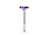 White gold Pear Cut Tanzanite Solitaire Pavé Band with Four-Prong Setting_2