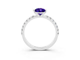 White gold Pear Cut Tanzanite Solitaire Pavé Band with Four-Prong Setting_3