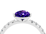 White gold Pear Cut Tanzanite Solitaire Pavé Band with Four-Prong Setting_4