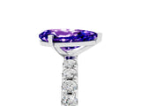 White gold Pear Cut Tanzanite Solitaire Pavé Band with Four-Prong Setting_5