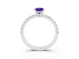 White gold Pear Cut Tanzanite Solitaire Pavé Engagement Ring with Round Band and Prong Setting_15
