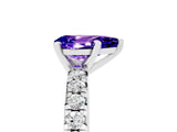 White gold Pear Cut Tanzanite Solitaire Pavé Engagement Ring with Round Band and Prong Setting_17