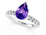 White gold Pear Cut Tanzanite Solitaire Pavé Engagement Ring with Round Band and Prong Setting_67
