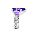 White gold Pear Cut Tanzanite Solitaire Pavé Engagement Ring with Round Band and Prong Setting_71