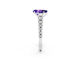 White gold Pear Cut Tanzanite Solitaire Ring with Cathedral Setting and Pavé Band_2