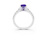 White gold Pear Cut Tanzanite Solitaire Ring with Cathedral Setting and Pavé Band_3