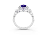White gold Pear Cut Tanzanite Solitaire Ring with Filigree Band and Four-Prong Setting_39