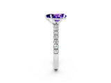 White gold Pear Cut Tanzanite Solitaire Ring with Pavé Accents and Four-Prong Setting_2
