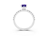 White gold Pear Cut Tanzanite Solitaire Ring with Pavé Accents and Four-Prong Setting_3