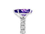 White gold Pear Cut Tanzanite Solitaire Ring with Pavé Accents and Four-Prong Setting_5