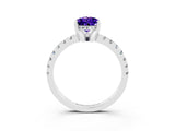 White gold Pear Cut Tanzanite Solitaire Ring with Pavé Band and Four-Prong Setting_27