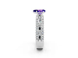 White gold Pear Cut Tanzanite Solitaire Ring with Pavé and Channel Set Band_2