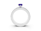 White gold Pear Cut Tanzanite Solitaire Ring with Pavé and Channel Set Band_3