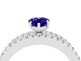 White gold Pear Cut Tanzanite Solitaire Ring with Pavé and Channel Set Band_4