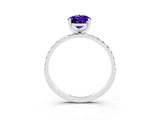 White gold Pear Cut Tanzanite Solitaire Ring with Pave Band and Four Prong Setting_27