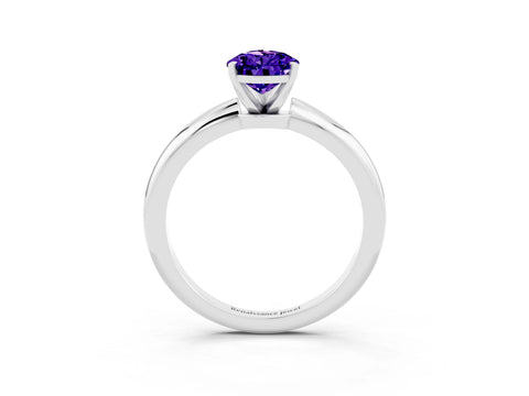 White gold Pear Cut Tanzanite Solitaire Ring with Six-Prong Setting and Classic Band_15