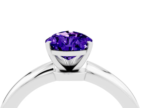 White gold Pear Cut Tanzanite Solitaire Ring with Six-Prong Setting and Classic Band_4