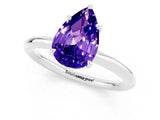 White gold Pear Cut Tanzanite Solitaire Ring with Thin Band and Four-Prong Setting_1