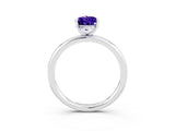 White gold Pear Cut Tanzanite Solitaire Ring with Thin Band and Four-Prong Setting_3