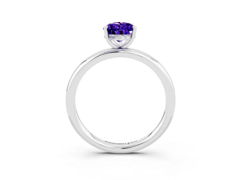 White gold Pear Cut Tanzanite Solitaire Ring with Thin Band and Four-Prong Setting_3