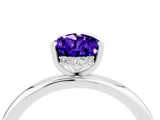 White gold Pear Cut Tanzanite Solitaire Ring with Thin Band and Four-Prong Setting_4