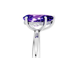 White gold Pear Cut Tanzanite Solitaire Ring with Thin Band and Four-Prong Setting_5