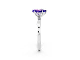 White gold Pear Cut Tanzanite Solitaire Ring with Thin Band and Prong Setting_14