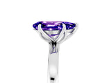 White gold Pear Cut Tanzanite Solitaire Ring with Thin Band and Prong Setting_17