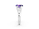 White gold Pear Cut Tanzanite Solitaire Ring with Wide Band and Prong Setting_2