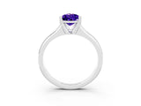 White gold Pear Cut Tanzanite Solitaire Ring with Wide Band and Prong Setting_3