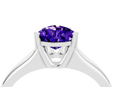 White gold Pear Cut Tanzanite Solitaire Ring with Wide Band and Prong Setting_4