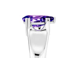 White gold Pear Cut Tanzanite Solitaire Ring with Wide Band and Prong Setting_5