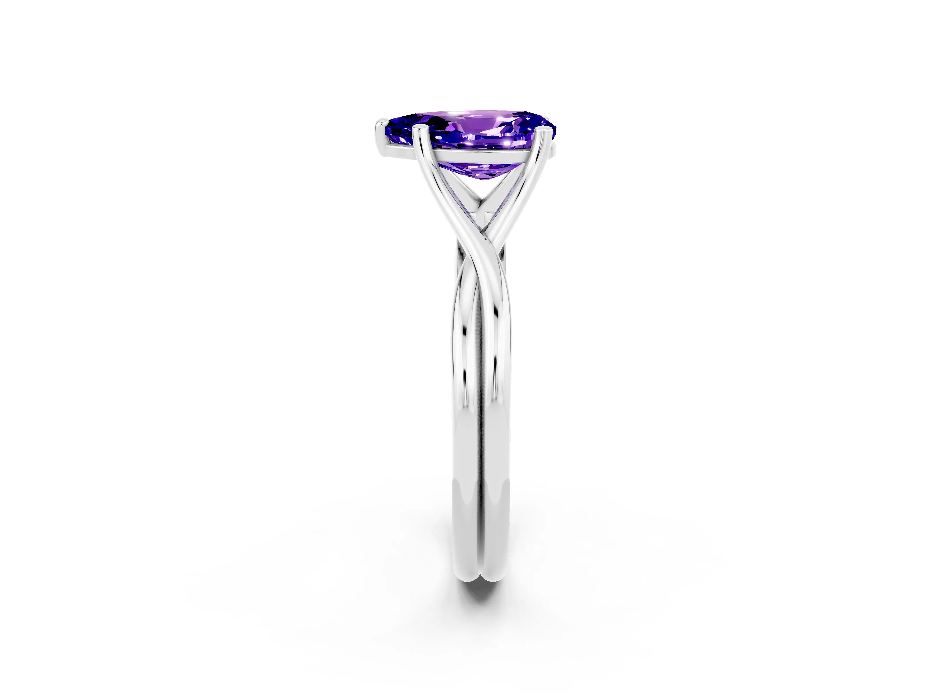 White gold Pear Cut Tanzanite Solitaire Twist Band Prong Setting Ring_26