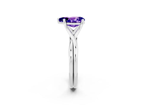 White gold Pear Cut Tanzanite Solitaire Twist Band Prong Setting Ring_26