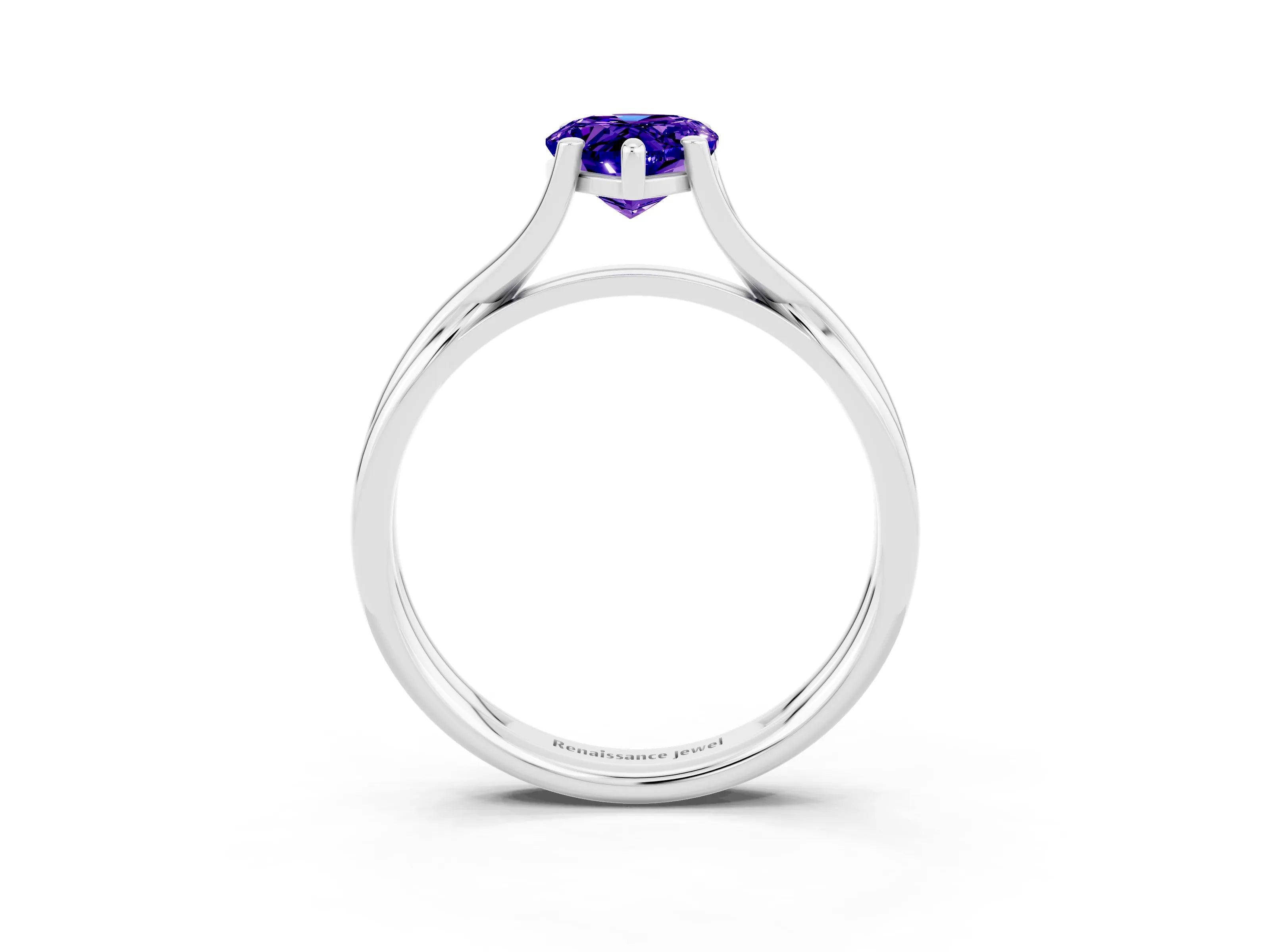White gold Pear Cut Tanzanite Solitaire Twist Band Prong Setting Ring_27