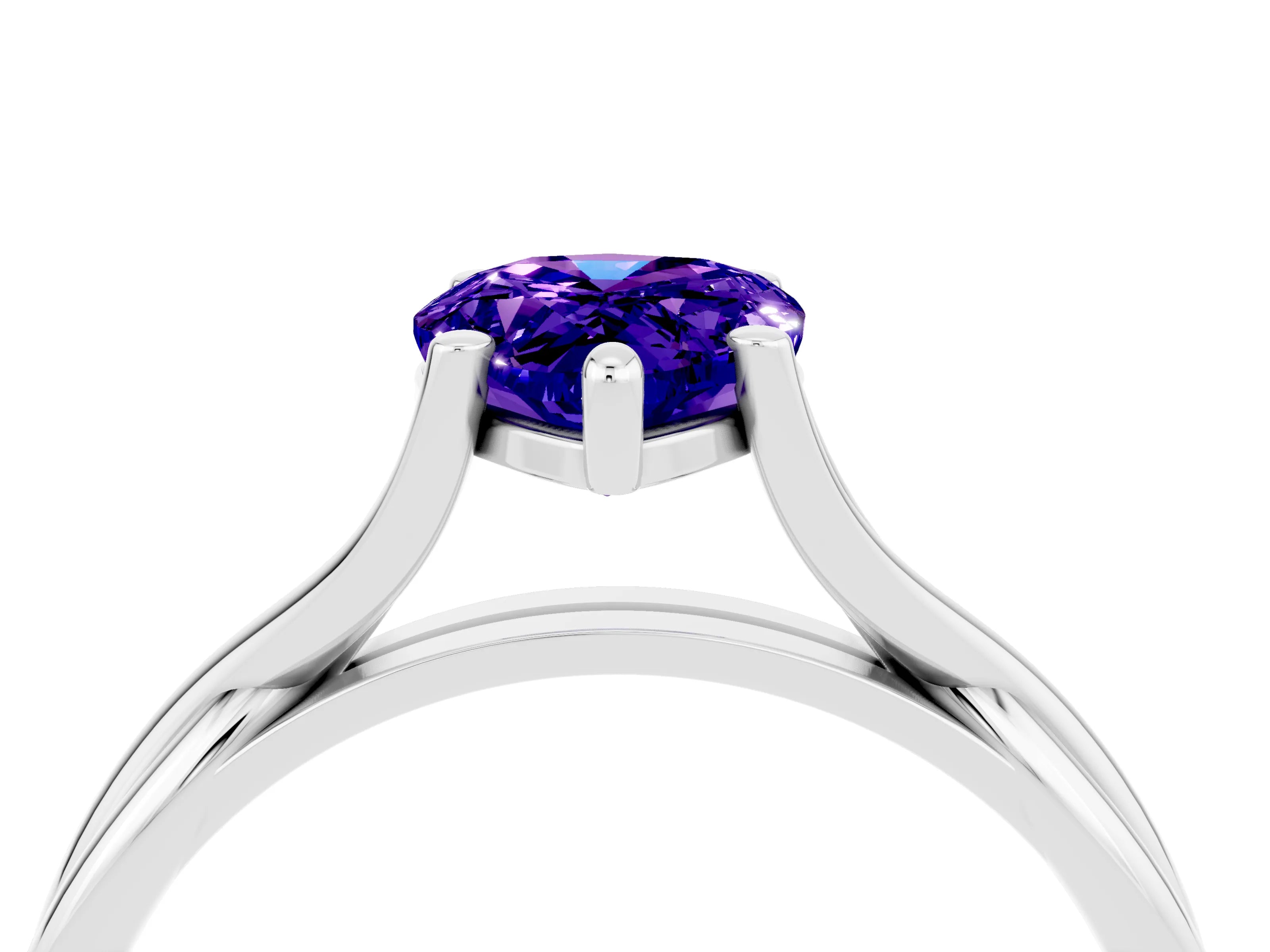 White gold Pear Cut Tanzanite Solitaire Twist Band Prong Setting Ring_28